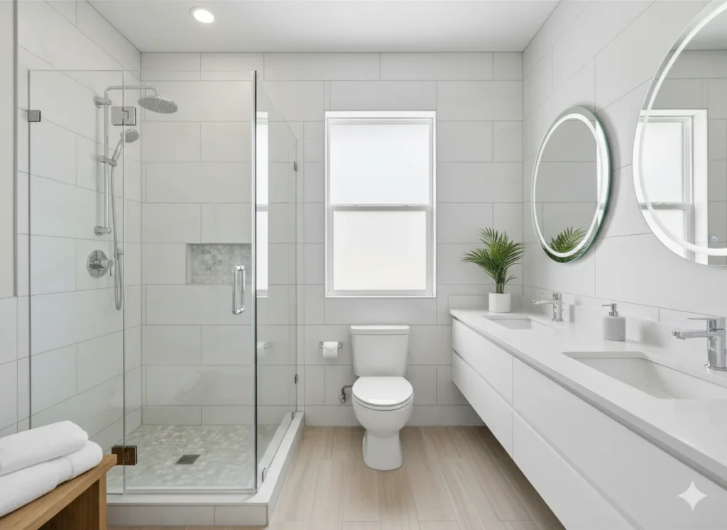 Spotless bathroom after professional deep cleaning service in St Petersburg