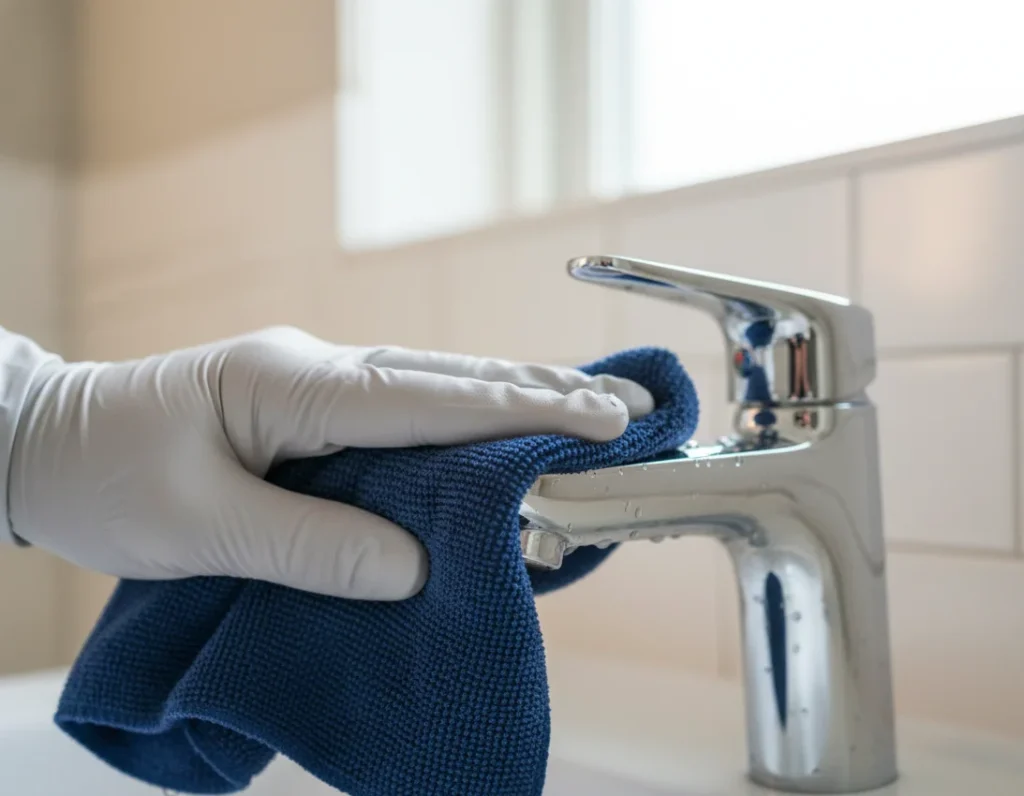 Recurring cleaning service detail — professional bathroom faucet polishing in St. Petersburg FL home