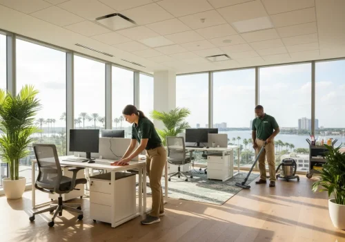 St Pete office being cleaned by The Maid of The Day commercial cleaning services