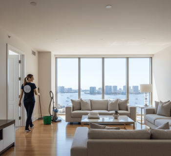 Spotless living room after recurring maid service in St Petersburg FL
